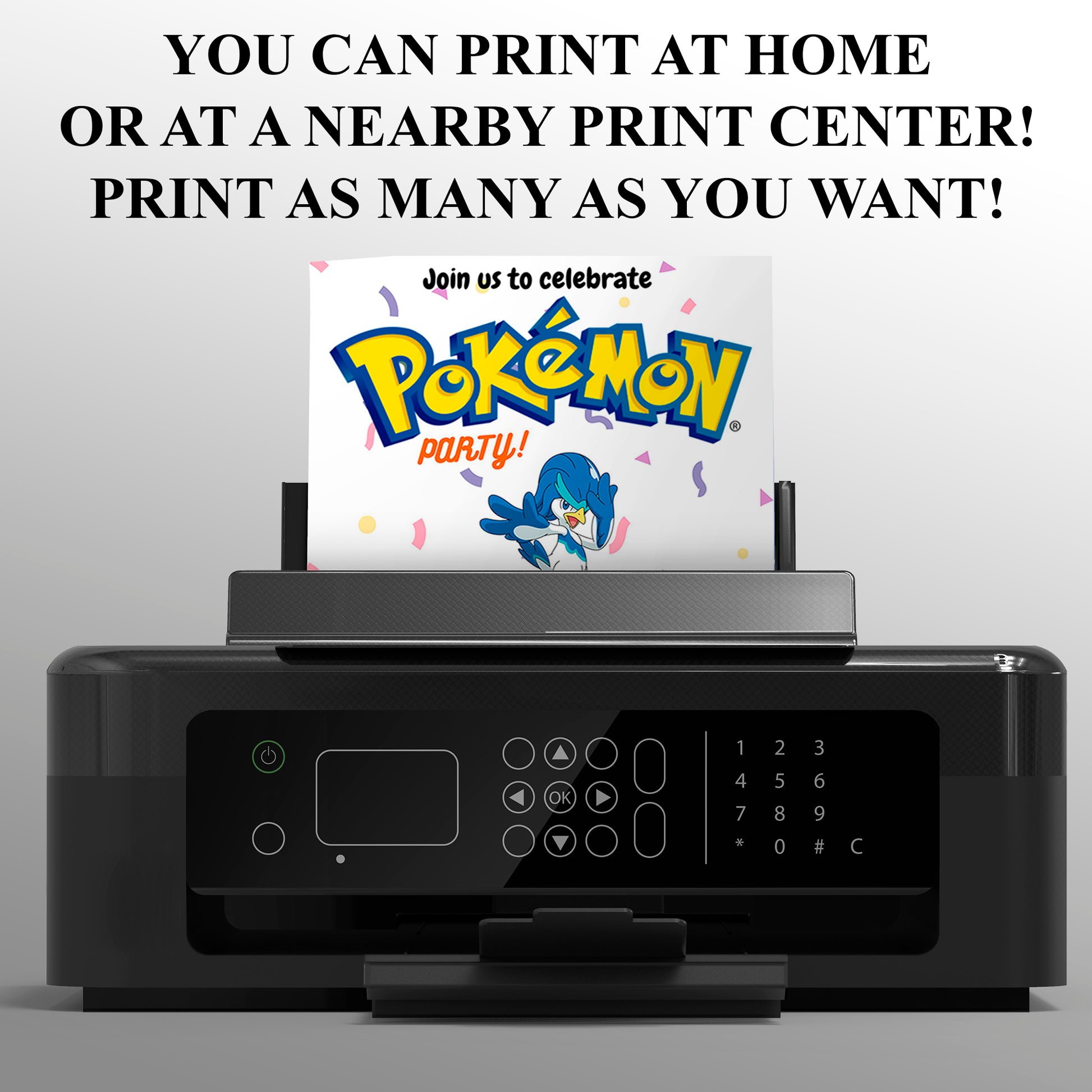 Quaxwell Birthday Invitation Template | Pokemon Invite - CreativeRino