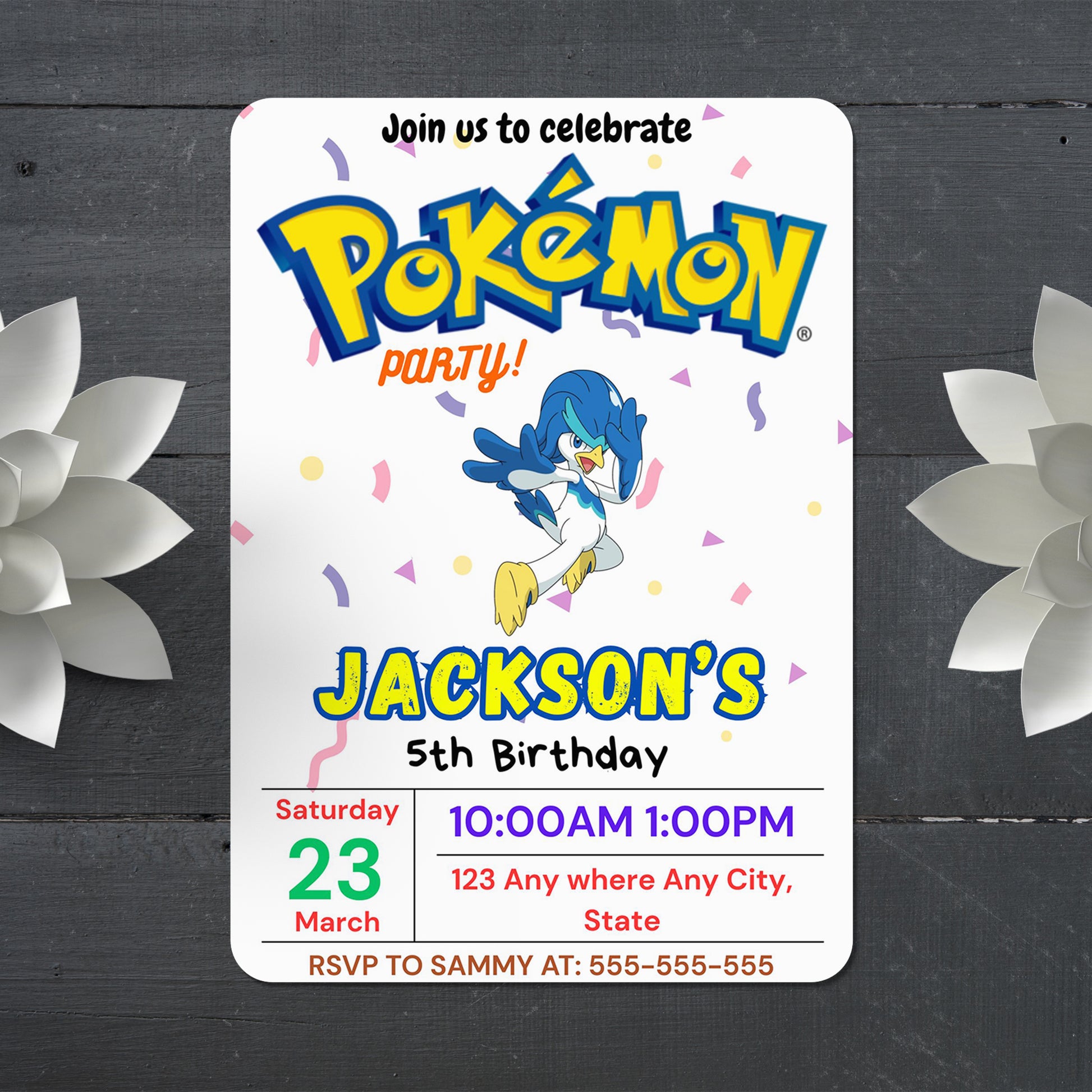 Quaxwell Birthday Invitation Template | Pokemon Invite - CreativeRino
