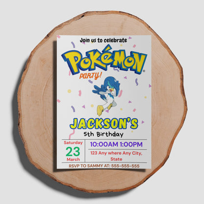 Quaxwell Birthday Invitation Template | Pokemon Invite - CreativeRino