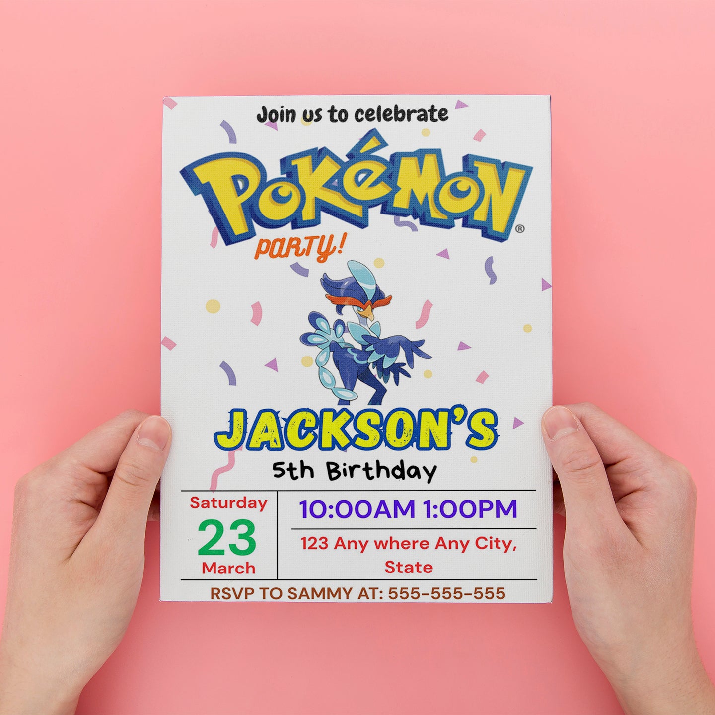 Quaquaval Birthday Invitation Template | Pokemon Invite - CreativeRino