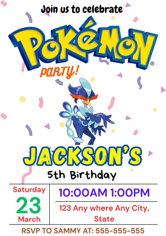 Quaquaval Birthday Invitation Template | Pokemon Invite - CreativeRino