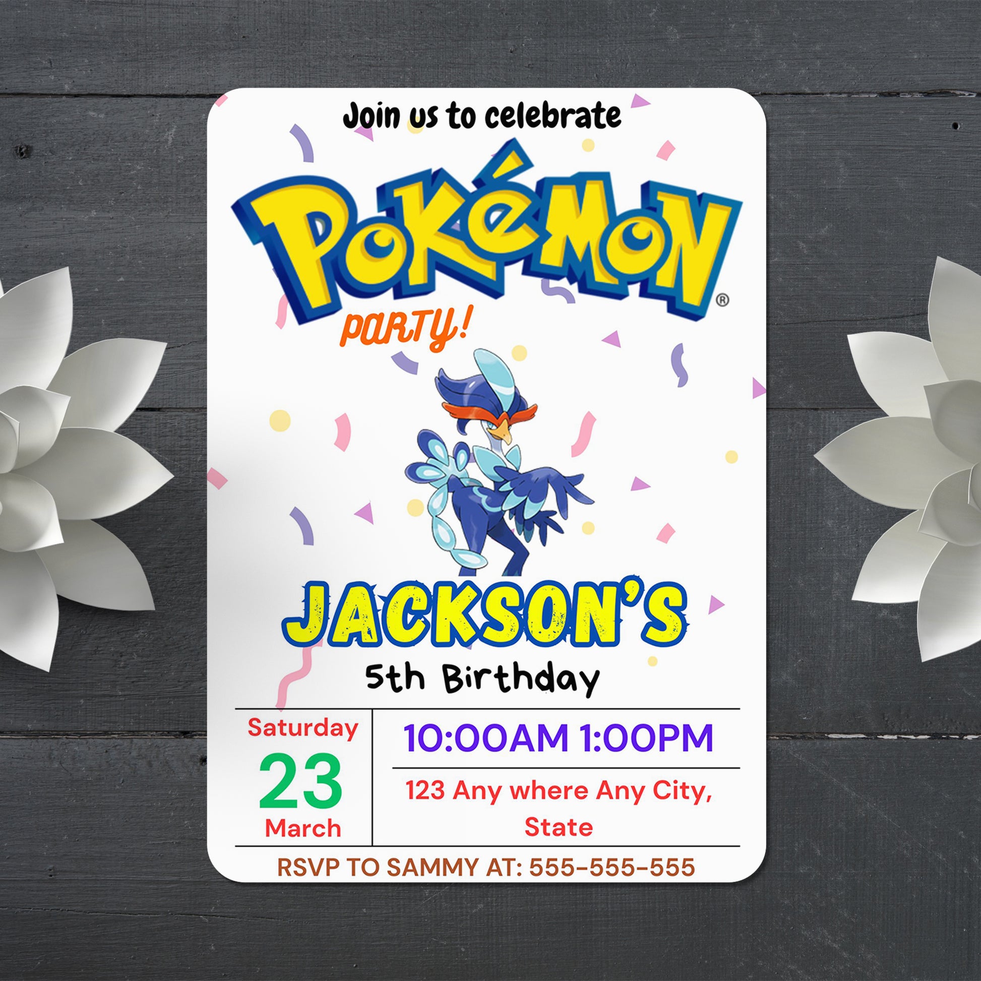 Quaquaval Birthday Invitation Template | Pokemon Invite - CreativeRino