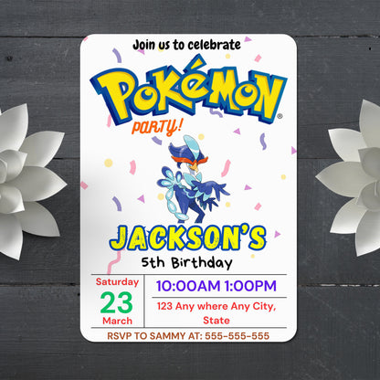 Quaquaval Birthday Invitation Template | Pokemon Invite - CreativeRino