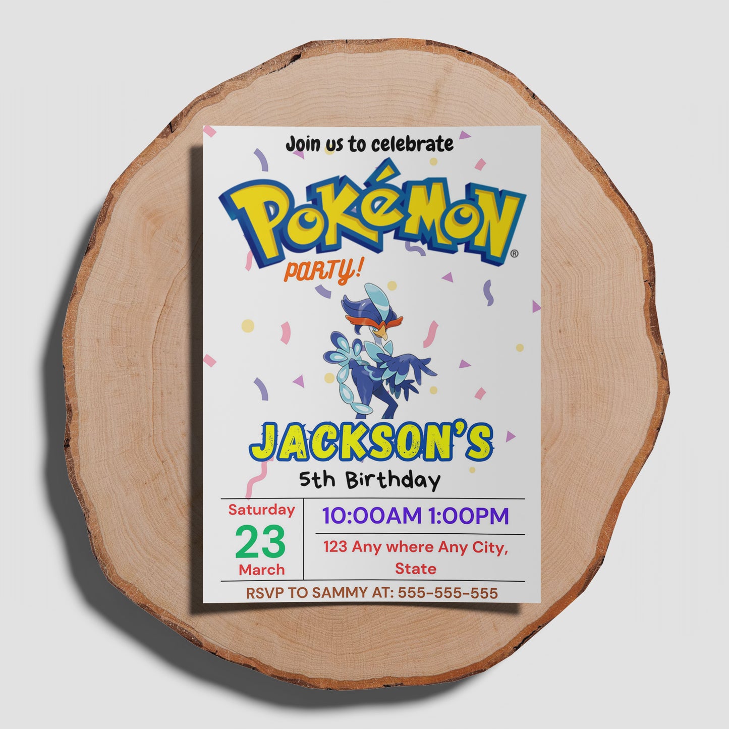 Quaquaval Birthday Invitation Template | Pokemon Invite - CreativeRino