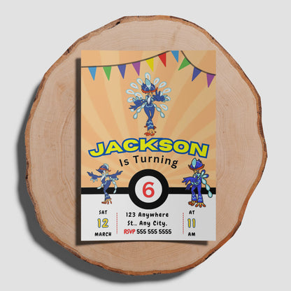 Quaquaval Pokemon Birthday Party Invitation Template - CreativeRino
