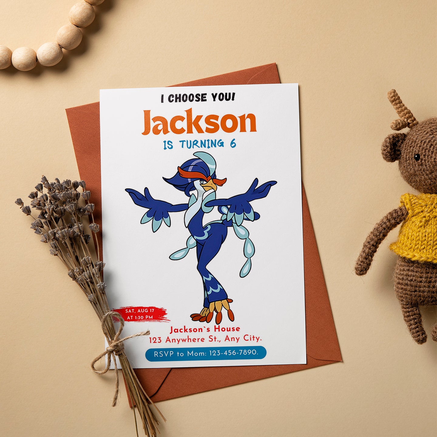 Quaquaval Birthday Party Invitation Template | Pokemon Invite - CreativeRino