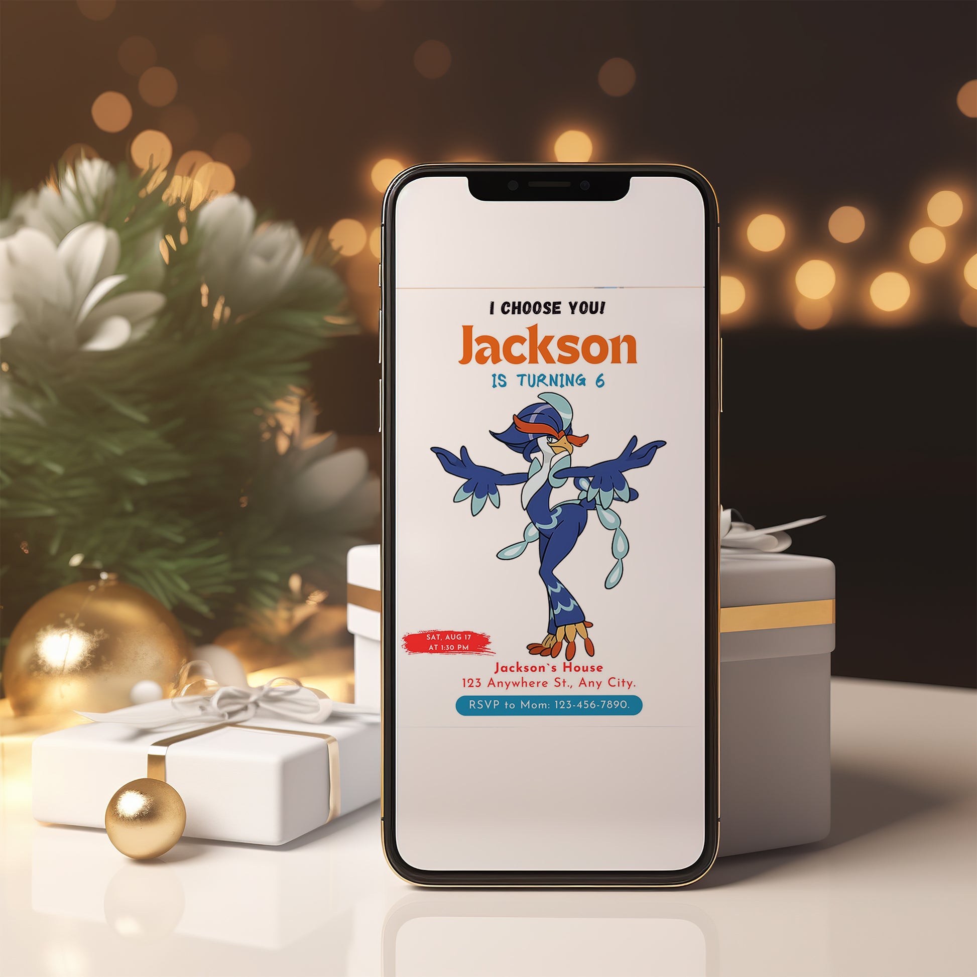 Quaquaval Birthday Party Invitation Template | Pokemon Invite - CreativeRino