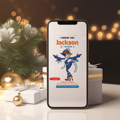 Quaquaval Birthday Party Invitation Template | Pokemon Invite - CreativeRino