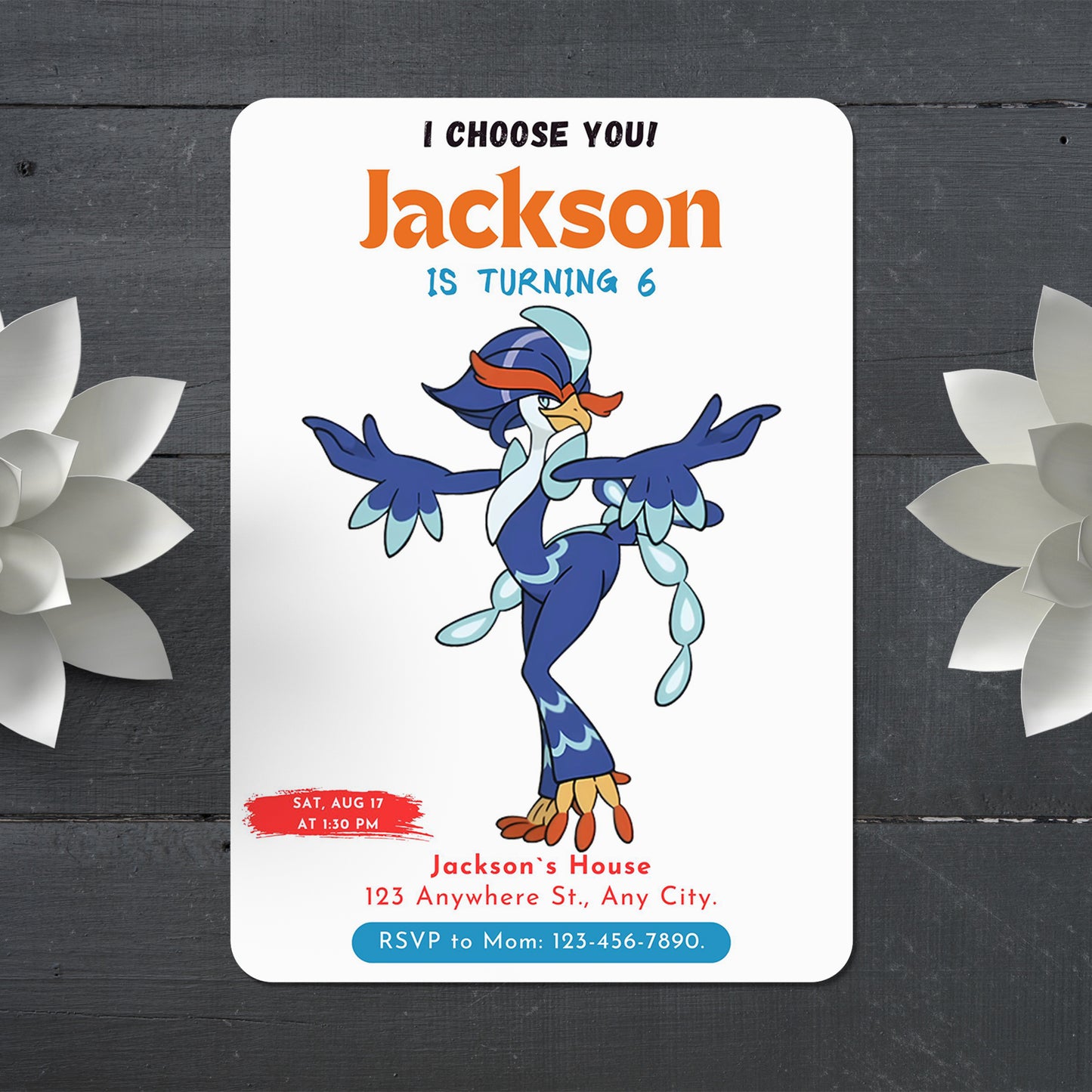 Quaquaval Birthday Party Invitation Template | Pokemon Invite - CreativeRino