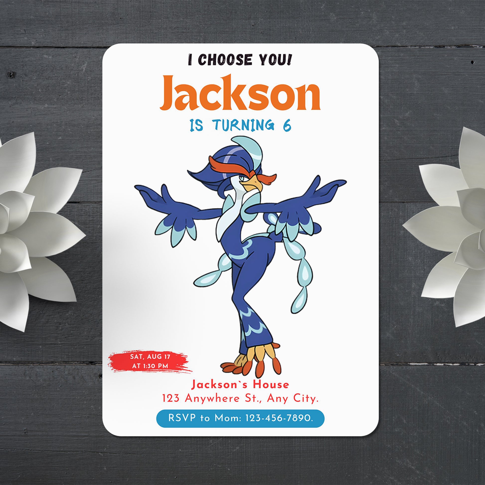 Quaquaval Birthday Party Invitation Template | Pokemon Invite - CreativeRino