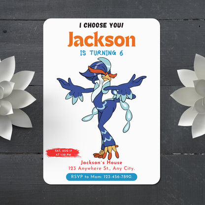 Quaquaval Birthday Party Invitation Template | Pokemon Invite - CreativeRino