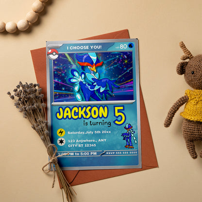 Quaquaval Invitation Template | Pokemon Card Birthday Invite - CreativeRino