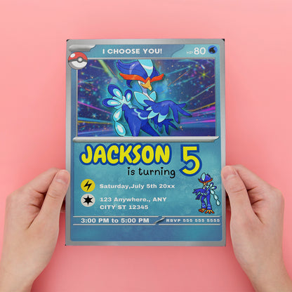 Quaquaval Invitation Template | Pokemon Card Birthday Invite - CreativeRino