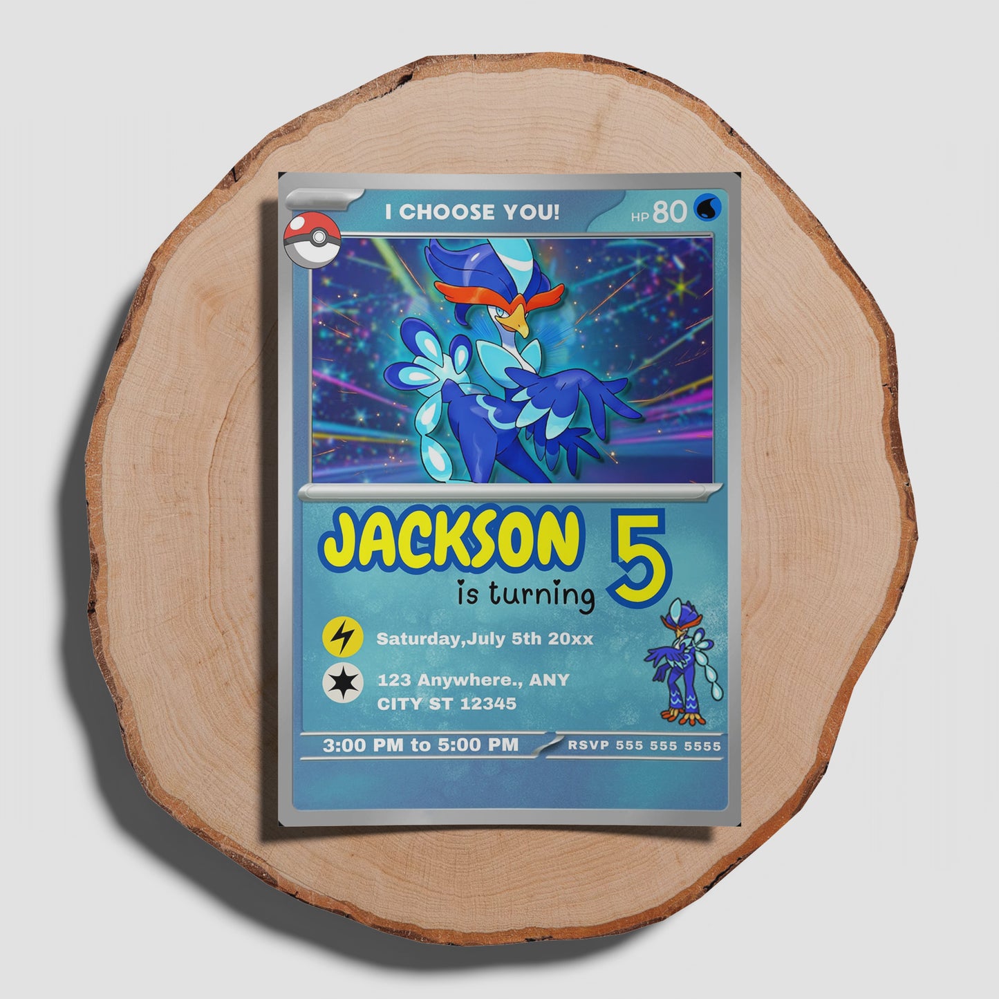 Quaquaval Invitation Template | Pokemon Card Birthday Invite - CreativeRino