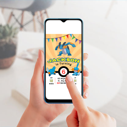 Mudkip Pokemon Birthday Party Invitation Template - CreativeRino
