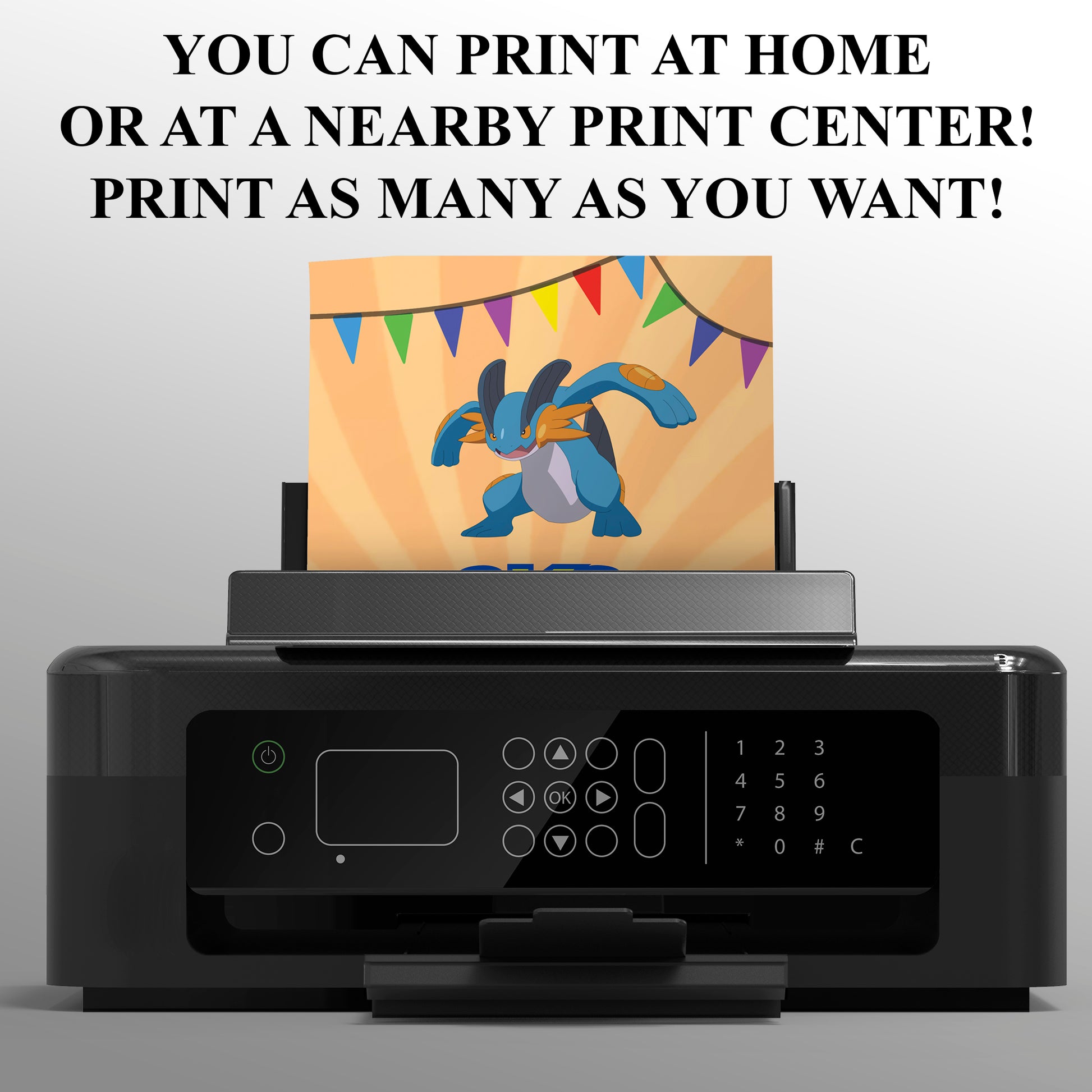 Mudkip Pokemon Birthday Party Invitation Template - CreativeRino
