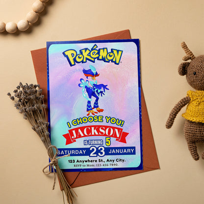 Quaquaval Invitation Template | Pokemon Birthday Invite - CreativeRino