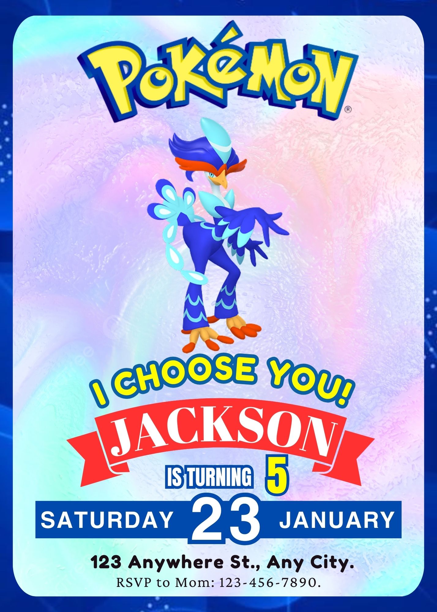 Quaquaval Invitation Template | Pokemon Birthday Invite - CreativeRino