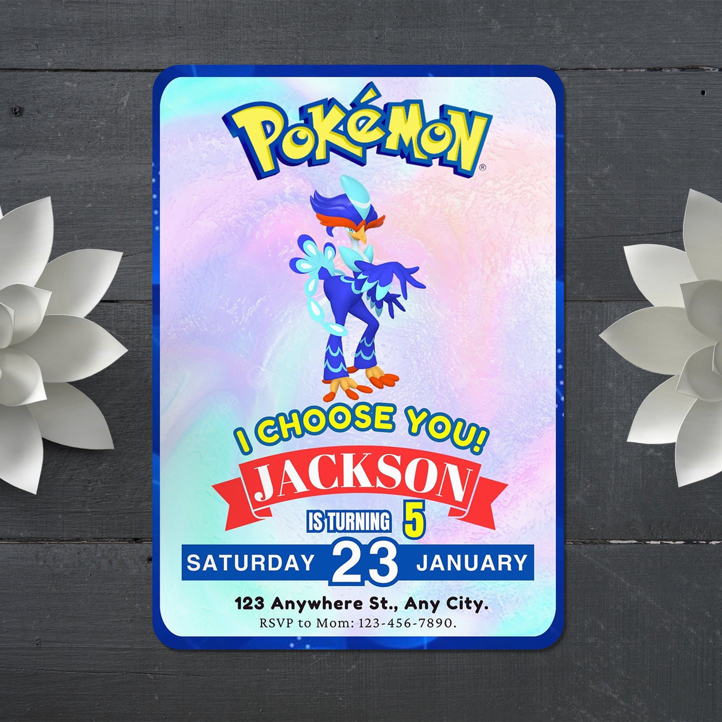 Quaquaval Invitation Template | Pokemon Birthday Invite - CreativeRino