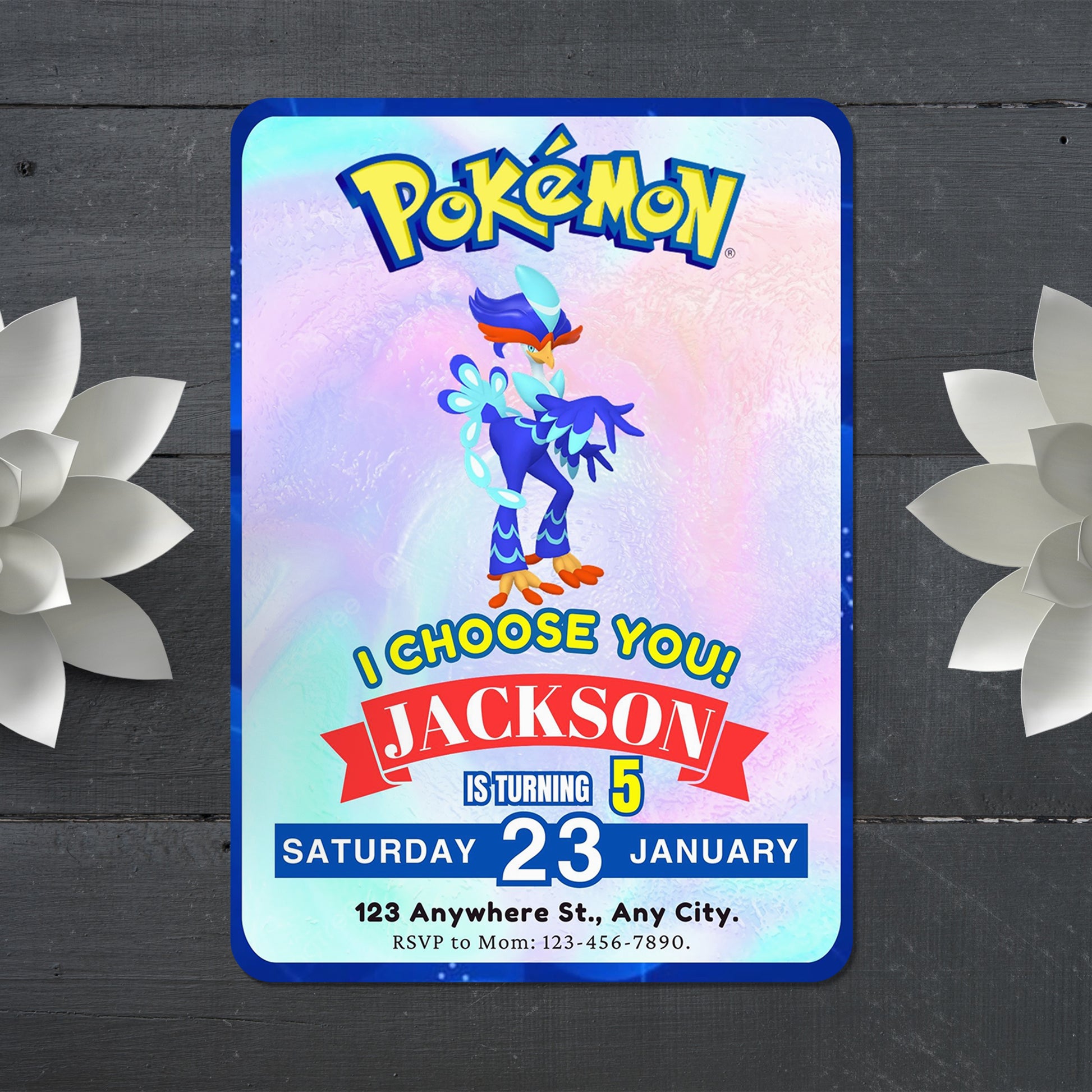 Quaquaval Invitation Template | Pokemon Birthday Invite - CreativeRino