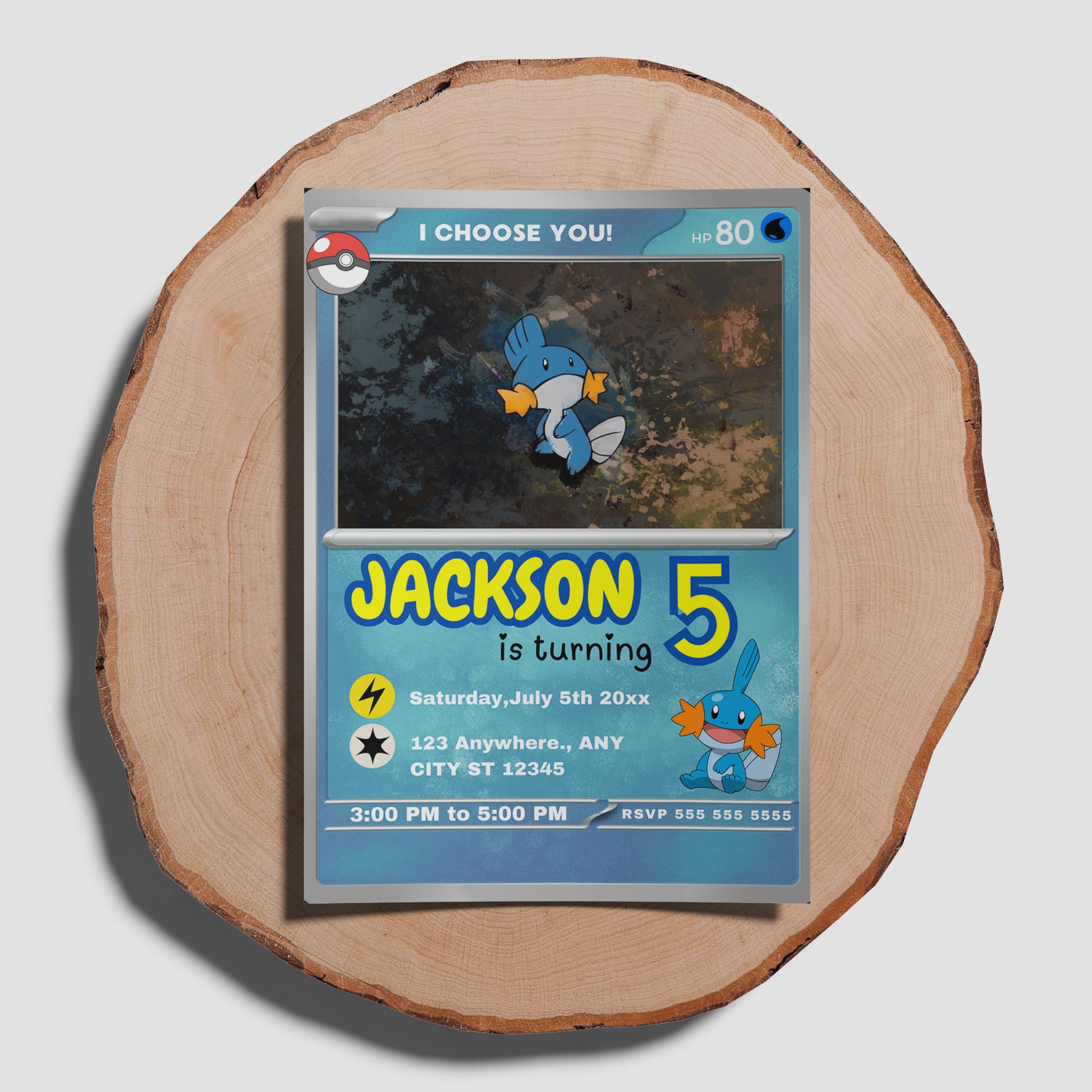 Mudkip Invitation Template | Pokemon Card Birthday Invite - CreativeRino