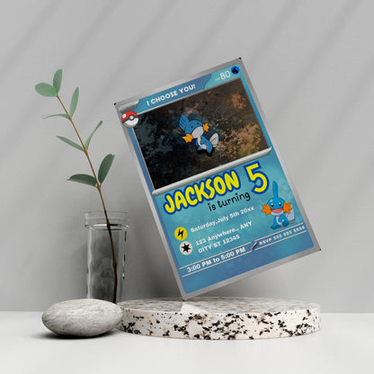 Mudkip Invitation Template | Pokemon Card Birthday Invite - CreativeRino