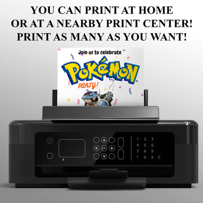 Blastoise Pokemon Birthday Party Invitation Template - CreativeRino