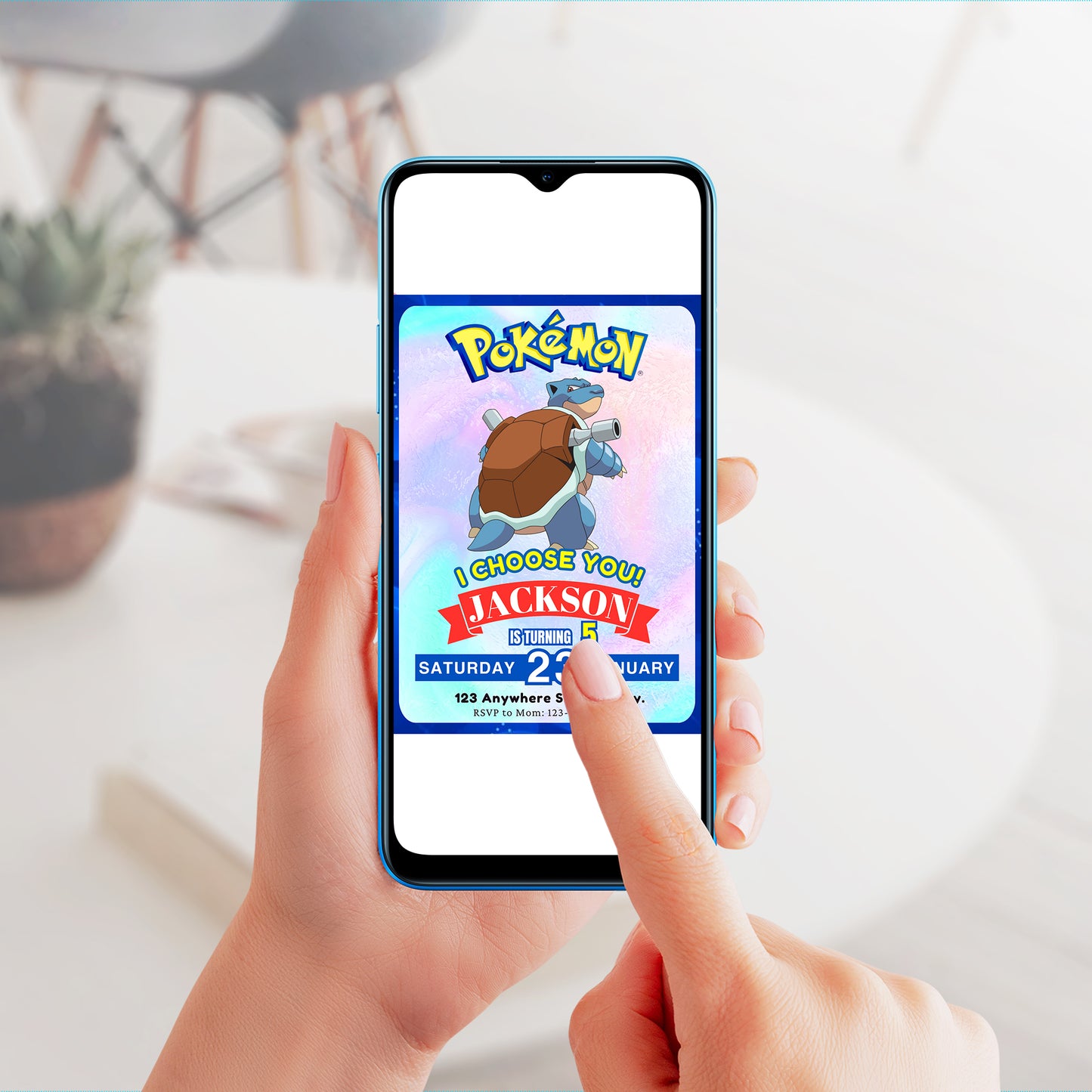 Blastoise Invitation Template | Pokemon Birthday Invite - CreativeRino