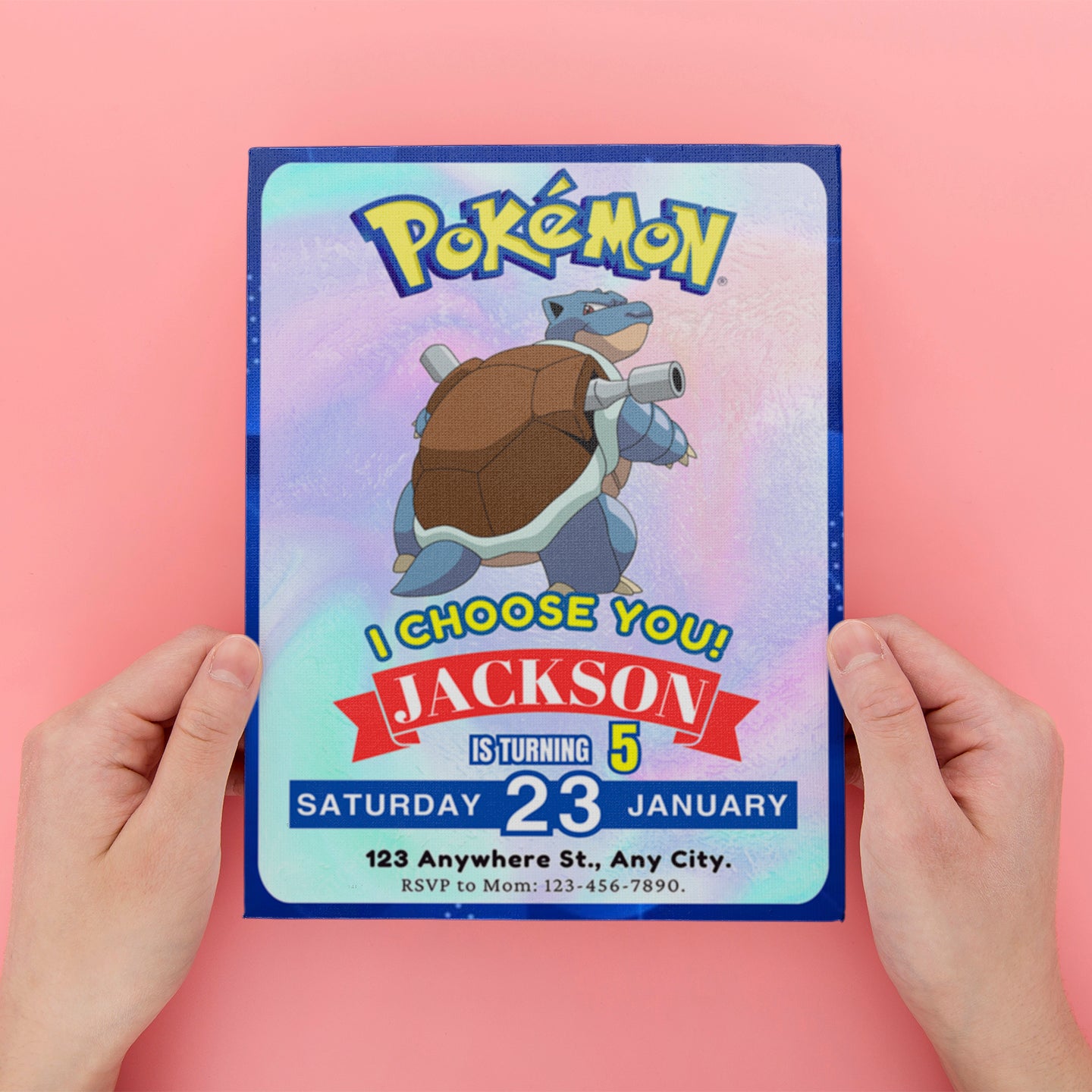 Blastoise Invitation Template | Pokemon Birthday Invite - CreativeRino