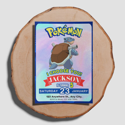 Blastoise Invitation Template | Pokemon Birthday Invite - CreativeRino