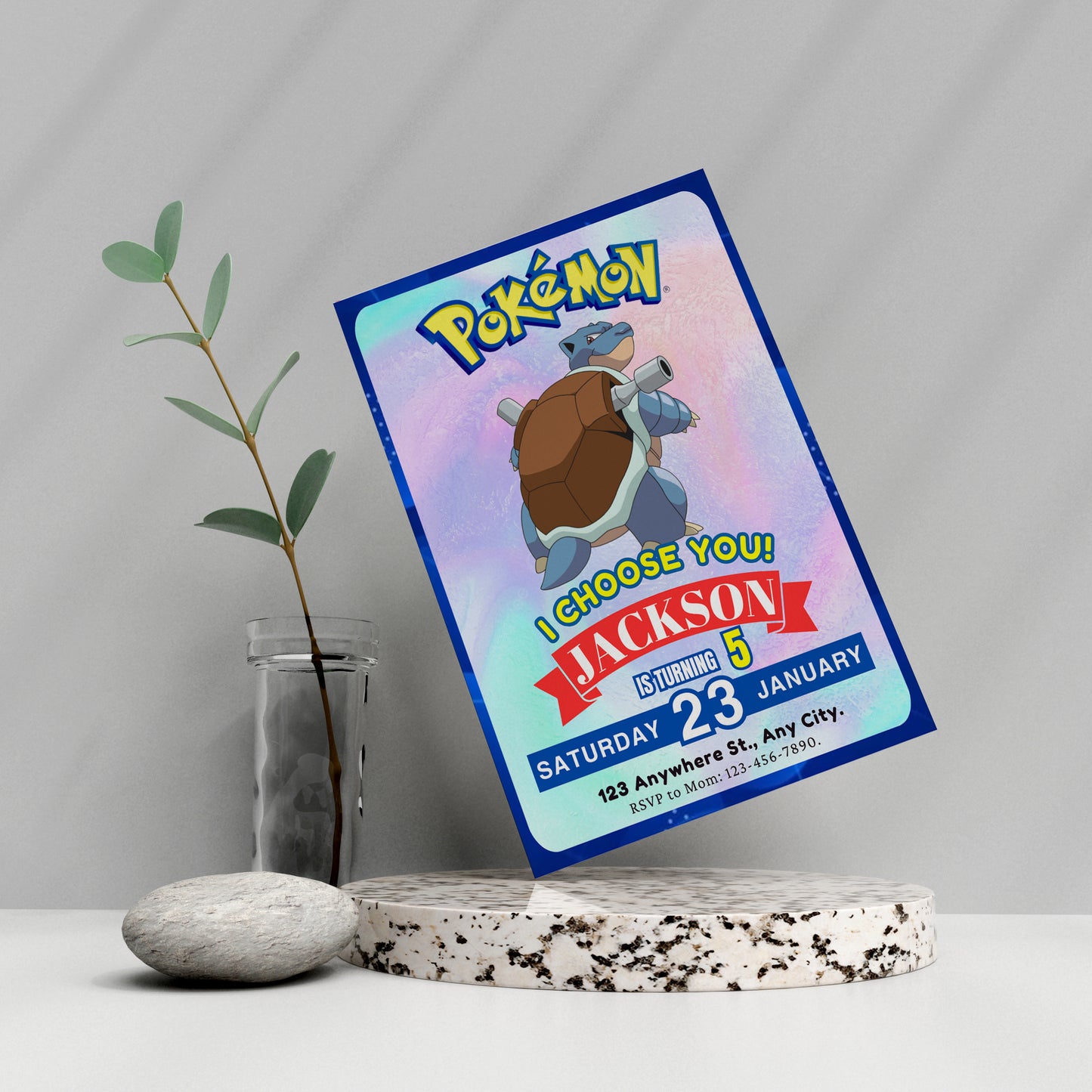 Blastoise Invitation Template | Pokemon Birthday Invite - CreativeRino