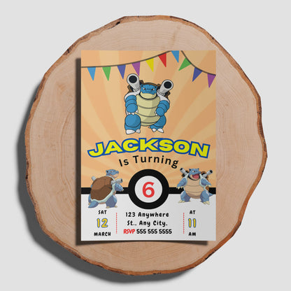 Blastoise Birthday Invitation Template | Pokemon Invite - CreativeRino
