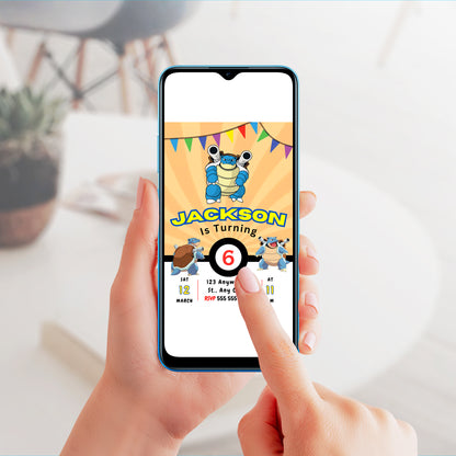 Blastoise Birthday Invitation Template | Pokemon Invite - CreativeRino