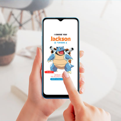 Blastoise Birthday Party Invitation Template | Pokemon Invite - CreativeRino