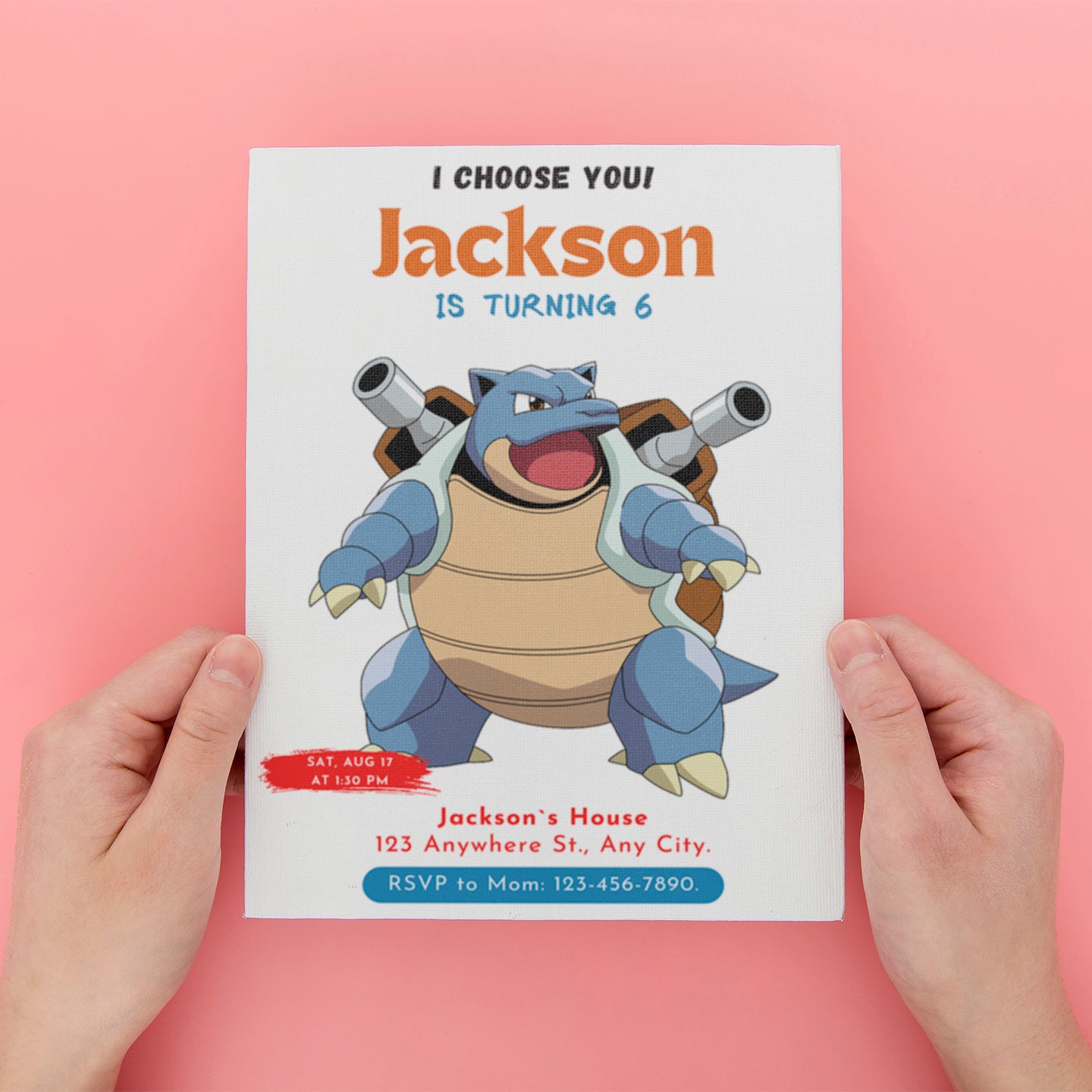 Blastoise Birthday Party Invitation Template | Pokemon Invite - CreativeRino