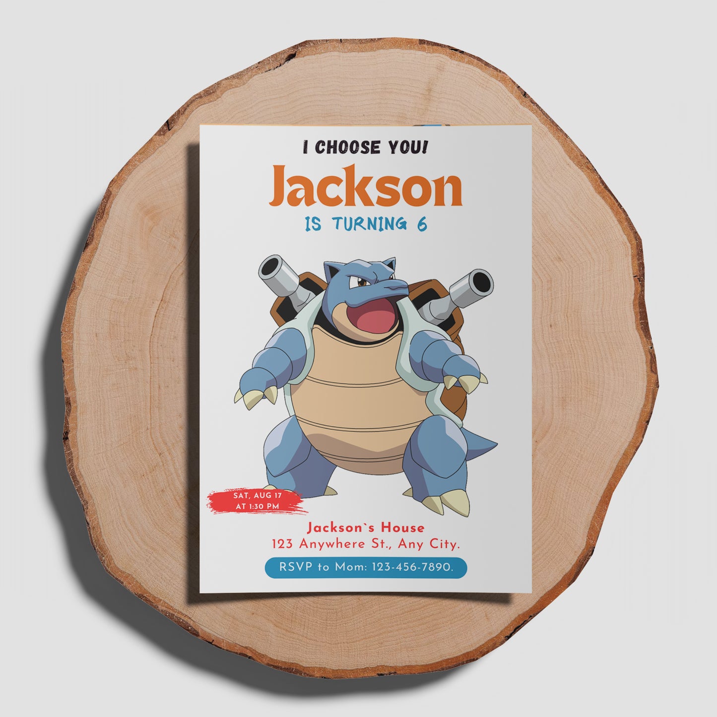 Blastoise Birthday Party Invitation Template | Pokemon Invite - CreativeRino