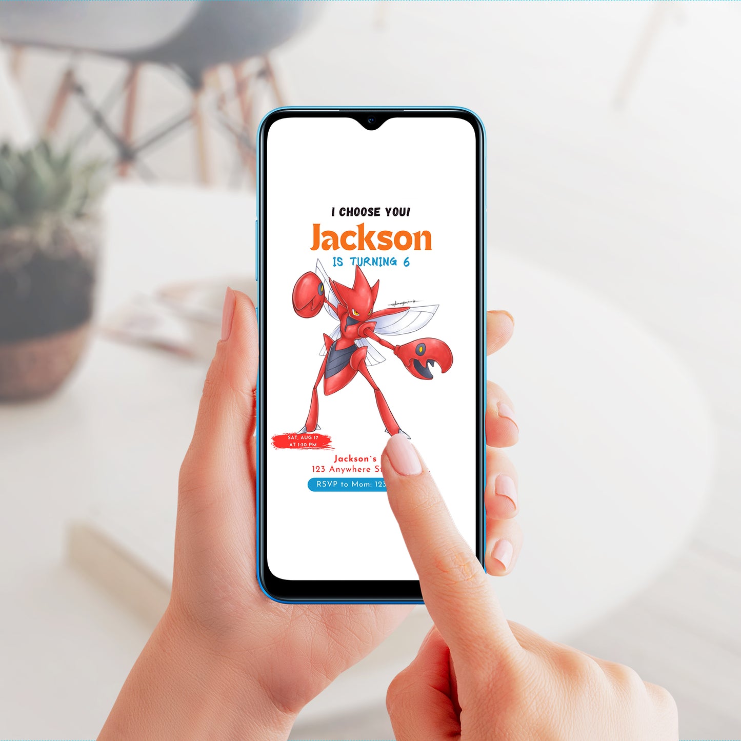 Scizor Birthday Party Invitation Template | Pokemon Invite - CreativeRino