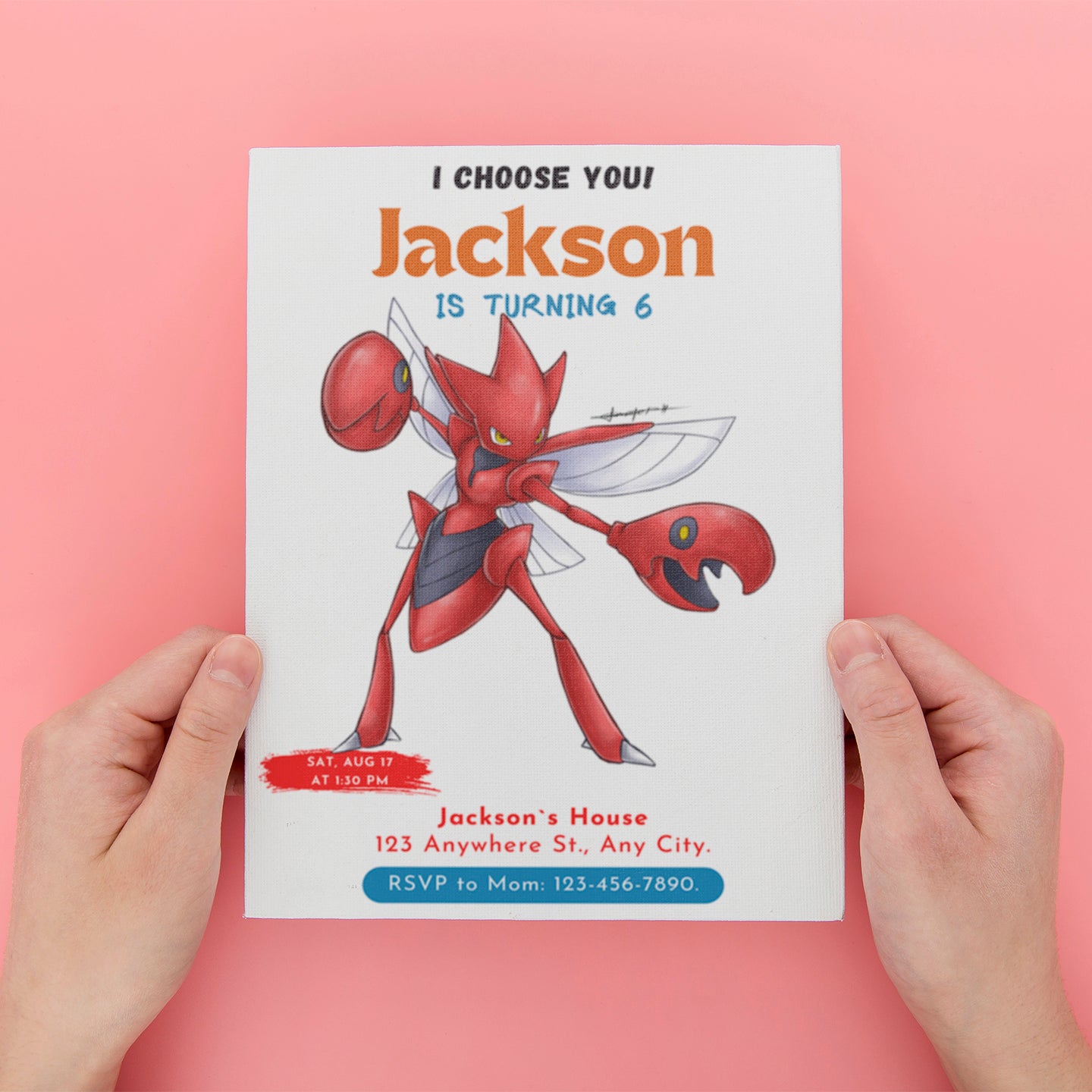 Scizor Birthday Party Invitation Template | Pokemon Invite - CreativeRino