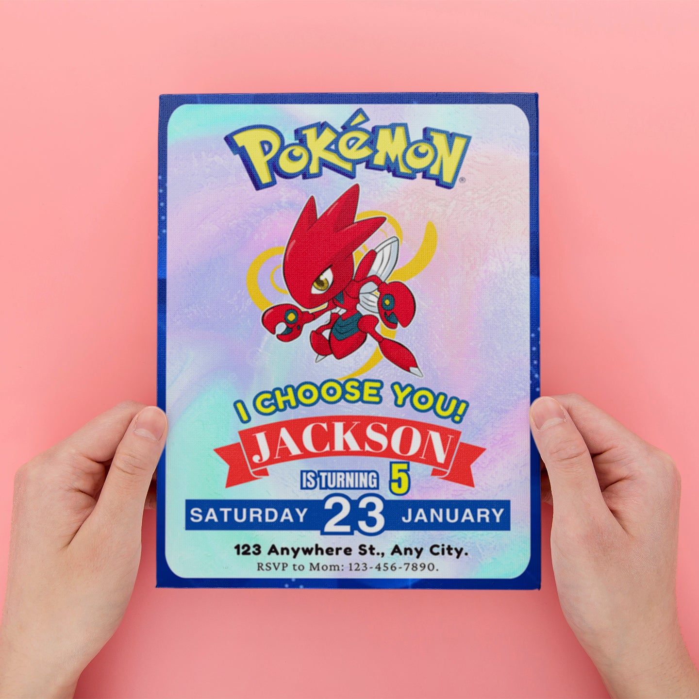 Scizor Invitation Template | Pokemon Birthday Invite - CreativeRino