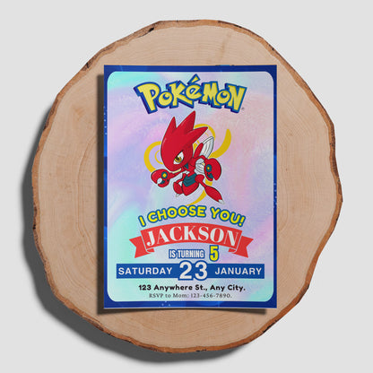 Scizor Invitation Template | Pokemon Birthday Invite - CreativeRino