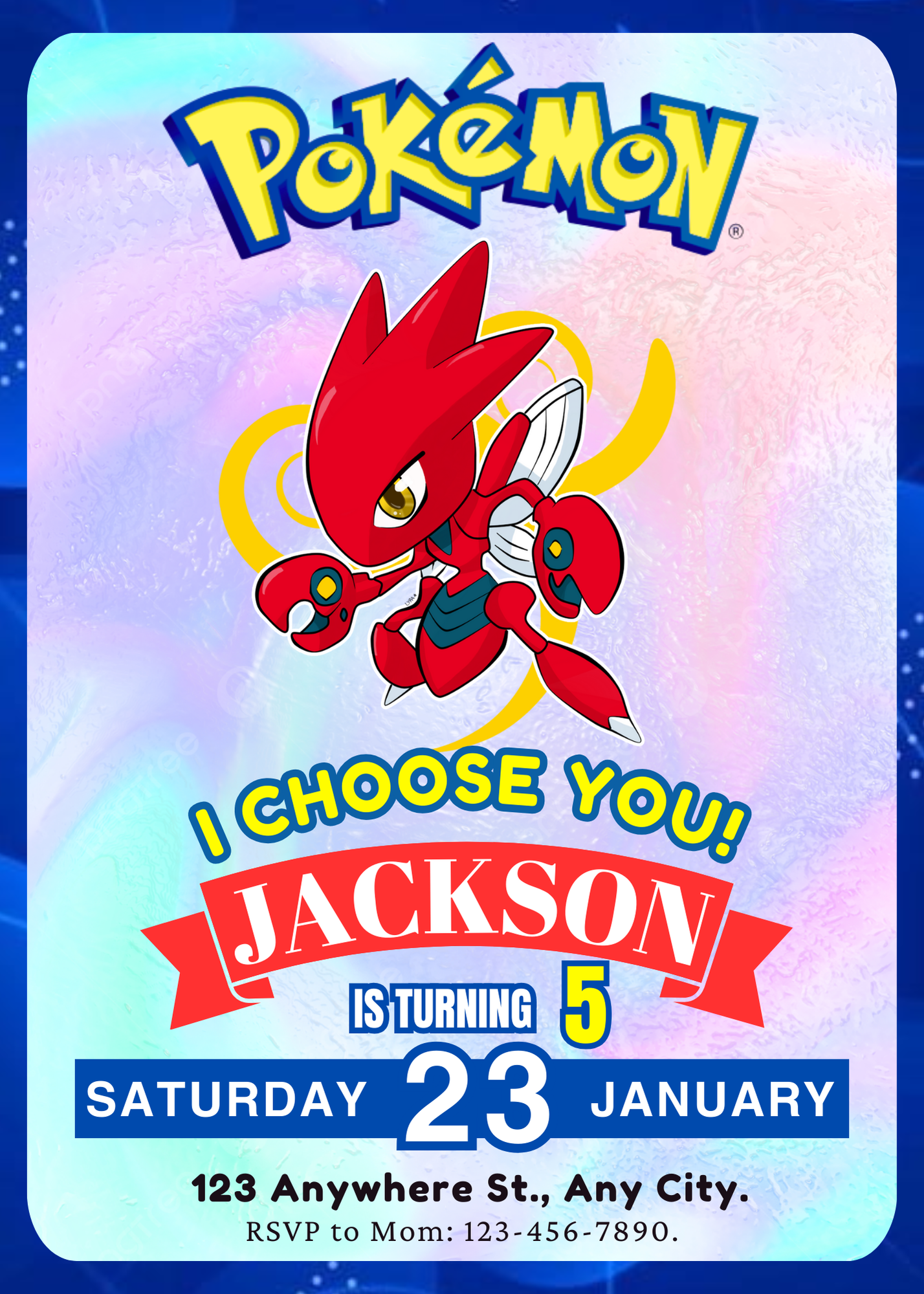 Scizor Invitation Template | Pokemon Birthday Invite - CreativeRino