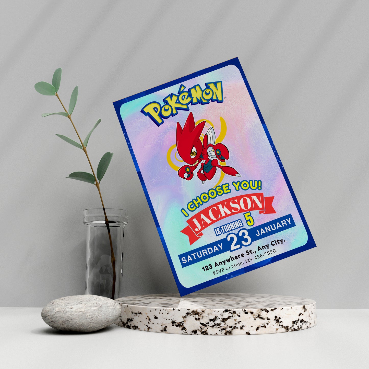 Scizor Invitation Template | Pokemon Birthday Invite - CreativeRino