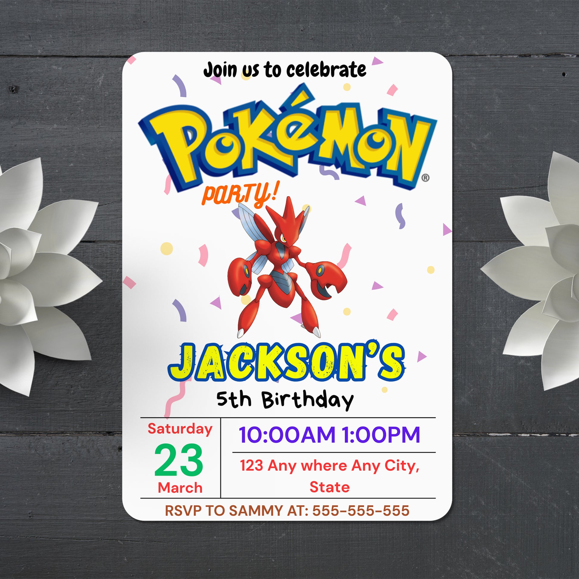 Scizor Birthday Invitation Template | Pokemon Invite - CreativeRino