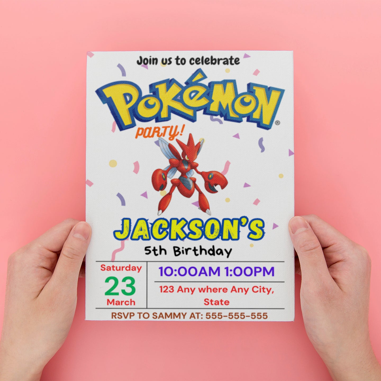 Scizor Birthday Invitation Template | Pokemon Invite - CreativeRino