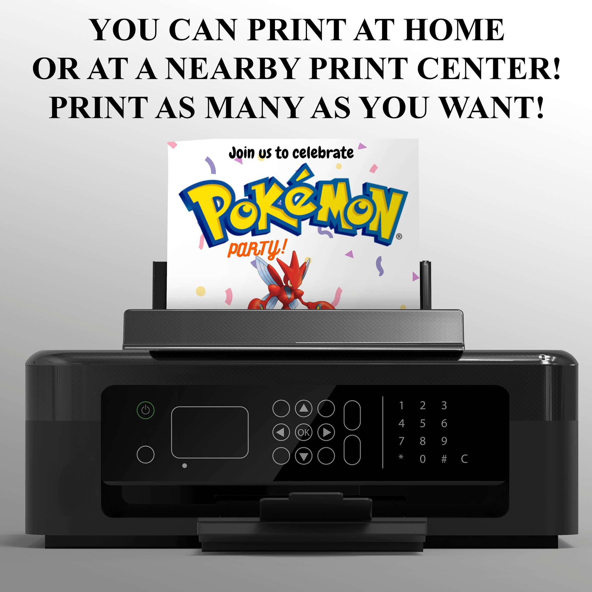 Scizor Birthday Invitation Template | Pokemon Invite - CreativeRino