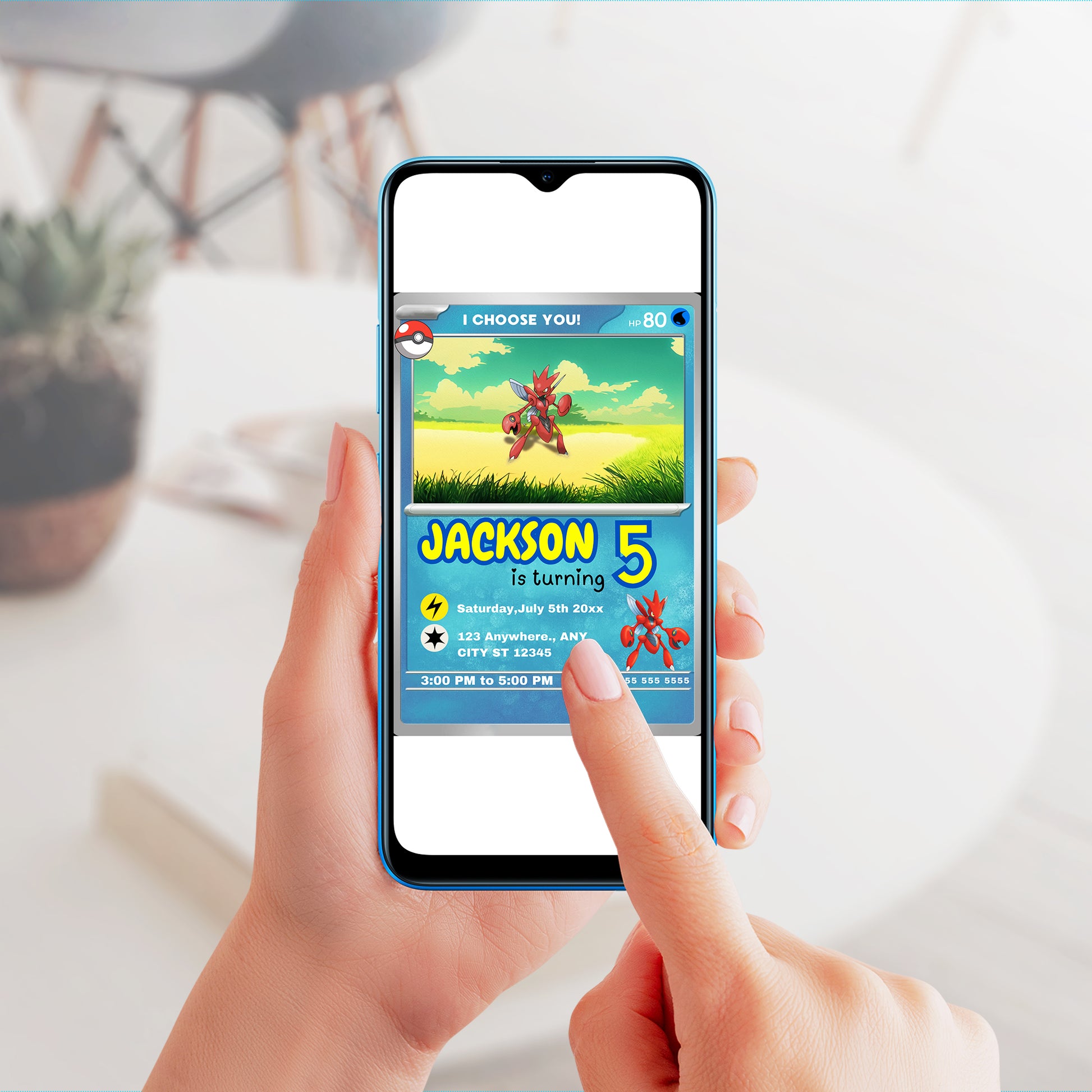Scizor Invitation Template | Pokemon Card Birthday Invite - CreativeRino