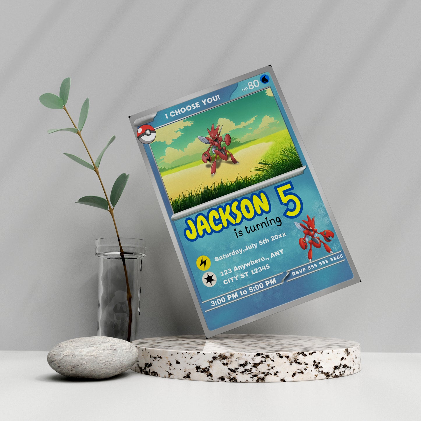 Scizor Invitation Template | Pokemon Card Birthday Invite - CreativeRino