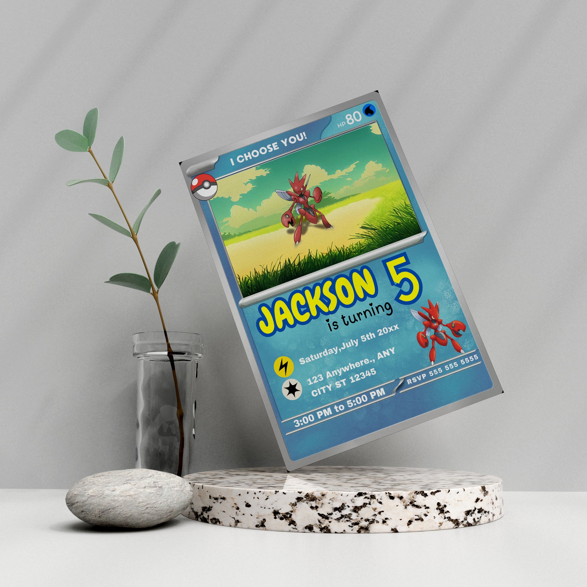 Scizor Invitation Template | Pokemon Card Birthday Invite - CreativeRino