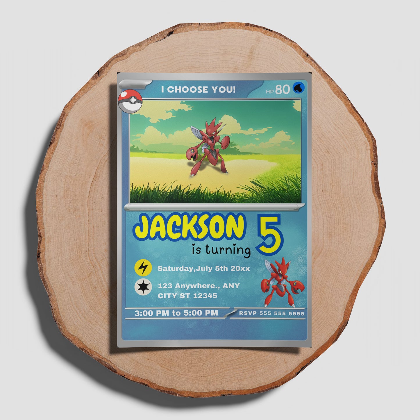 Scizor Invitation Template | Pokemon Card Birthday Invite - CreativeRino