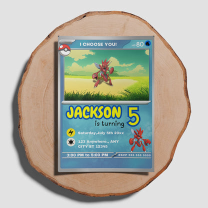 Scizor Invitation Template | Pokemon Card Birthday Invite - CreativeRino